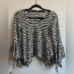 Vintage Y2K Backstage Striped Black and White Women's Top